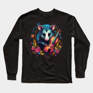 Opossum Playing Violin Long Sleeve T-Shirt